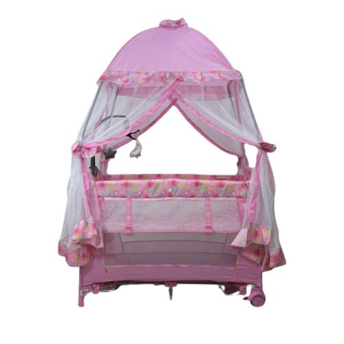 Cuna Corral Bebe Starkids Draco Toldo Liso Movil Musical Rosa Claro