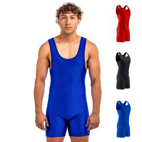 Matman Edge Singlet de lucha para hombres y niños spandex color sólido (azul rey XL)