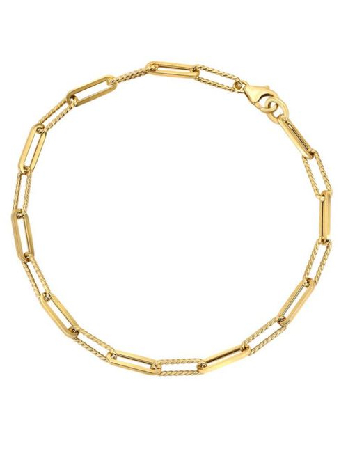 PULSERA PAPER CLIP ORO 14K CRISTAL JOYAS