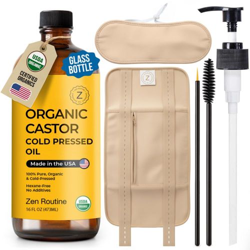 Set de compresas de aceite de ricino Zen Routine orgánico 473 ml