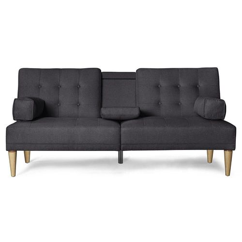 Sofá Cama Makora Queen Con Memory Foam, Color Gris Oxford, Lino Respaldo Reclinable De 3 posiciones.