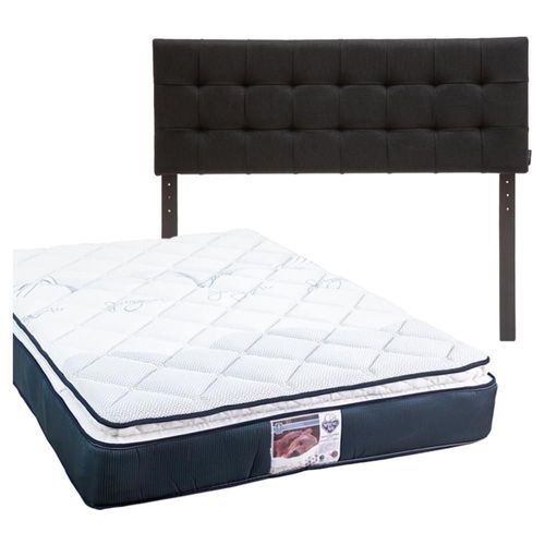 Cabecera Queen Size Dicasa Catania Negro + Colchón Spring A Mónaco CDZ