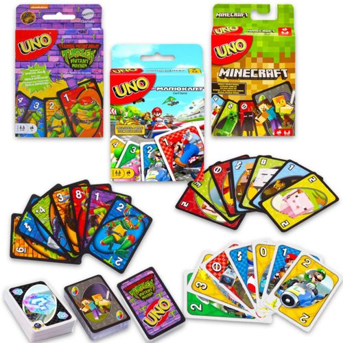 Mattel Juego de Cartas UNO Videojuegos Minecraft Mario TMNT