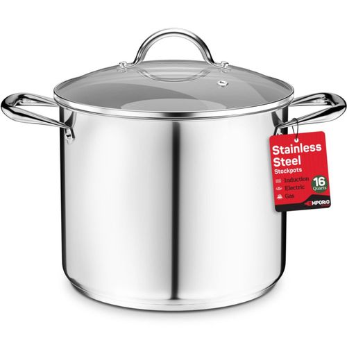 Olla alta Emporio Kitchen de acero inoxidable 15 x 30 cm 15 L con tapa