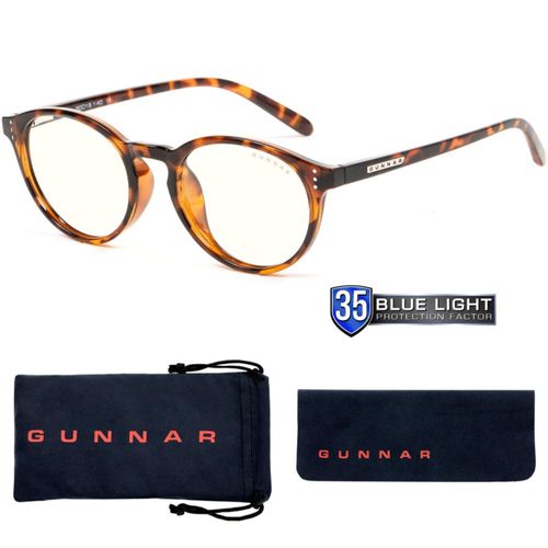 GUNNAR - Lentes de lectura premium - Bloquean el 65% de la luz azul - Attaché carey tono ámbar graduación +2.5