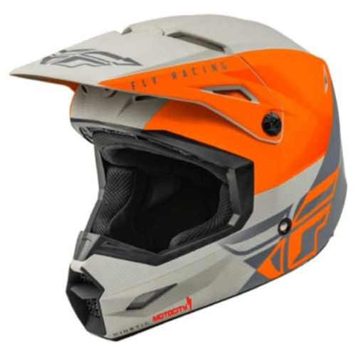 Casco Motocross Enduro Fly Kinetic Straight Edge Naranja/gris Talla M