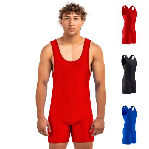 Singlete de lucha Matman Edge para hombres y niños spandex color sólido (rojo XS)
