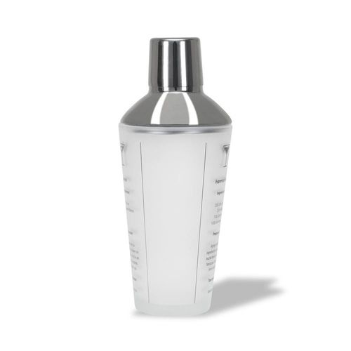 Paquete con 20 piezas de shaker promocional de cristal con recetas impresas