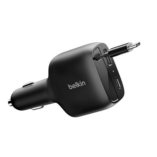 Belkin cargador para auto 75w retráctil negro