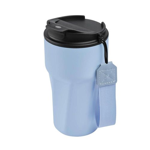 Termo corporativo de acero inoxidable acabado powder con asa-stredna azul