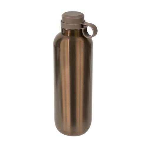 Termo metálico con doble pared, filtro para infusiones y acabado brillante amarillo
