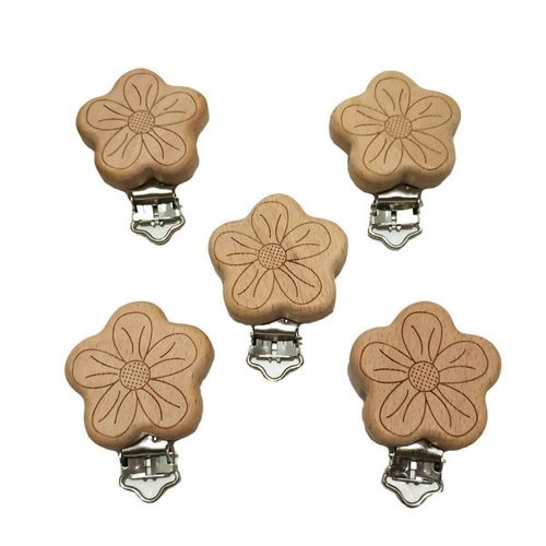Sujetachupetes ARAKIERST de madera de haya 5 piezas forma de flor