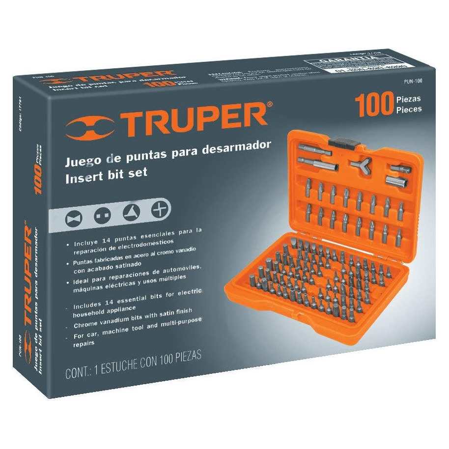 Juego 100pzs Puntas De Desarmador 1' Con Estu Truper
