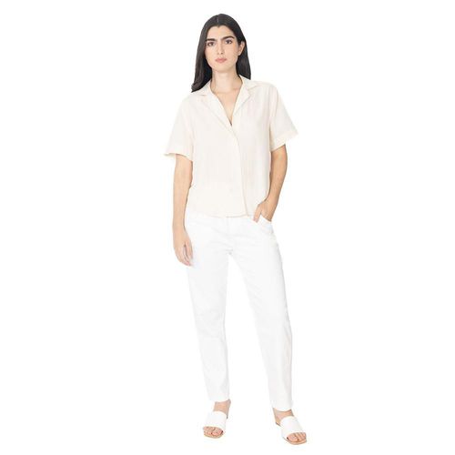 Blusa Con Manga Corta Y Cuello Abierto Para Mujer Quarry