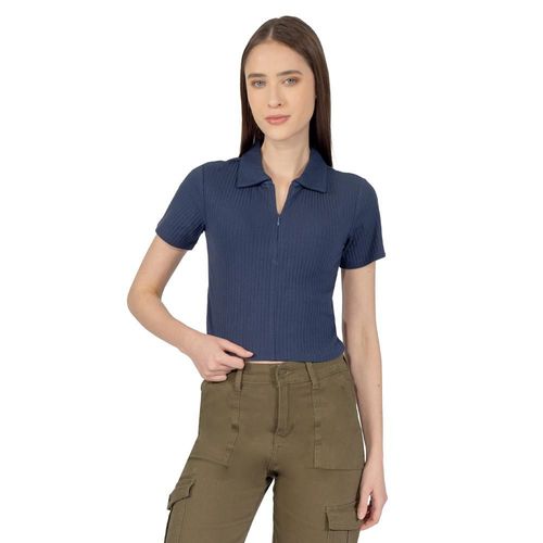 Playera Polo Slim Fit Con Cierre En El Cuello Para Mujer Quarry
