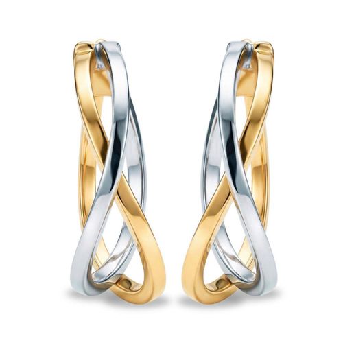 Arracadas Ovaladas De Oro Amarillo Y Blanco 10K (15X20Mm Aprox)