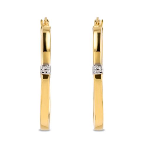 Arracadas De Oro Amarillo Y Blanco Con Diamantado 10K (20Mm Aprox)