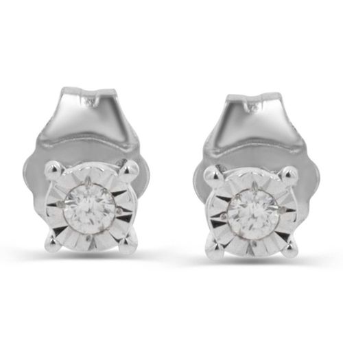 Broqueles De Oro Blanco 10K Con 5Pts De Diamante