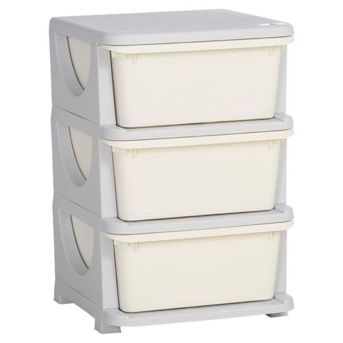 Unidad de almacenamiento para niños Qaba de 3 niveles con 3 cajones color crema blanco