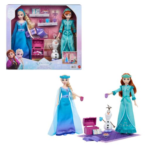 Set de Muñecas Mattel Frozen Anna y Elsa para Pijamada