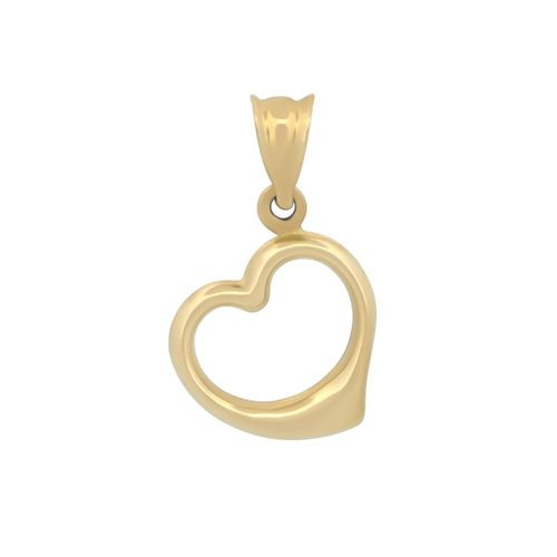 Dije corazón chico curvo para dama oro sólido 14k