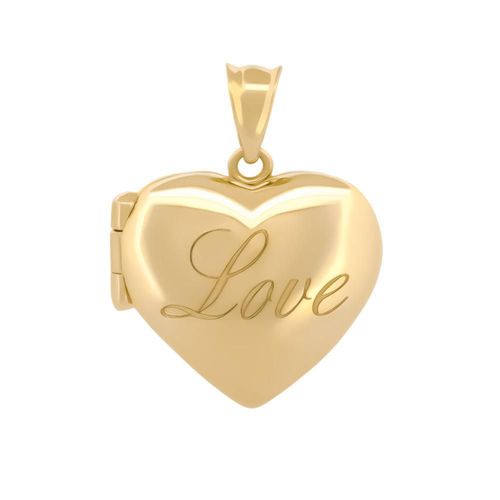 Dije corazón relicario love oro sólido 14k