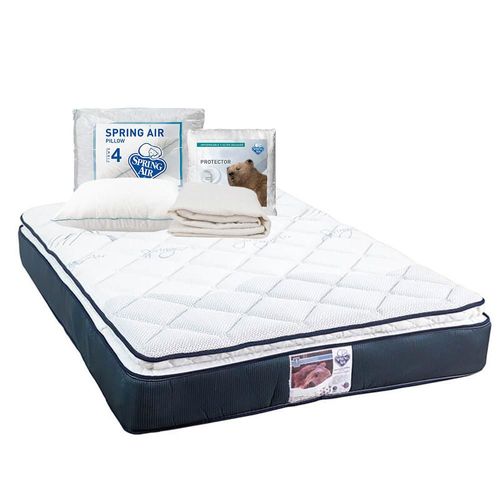 Colchon Spring Air Mónaco Individual Azul+ Almohada Oso+ Protector Ultra TRY
