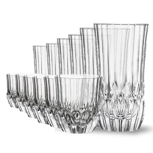 Vaso Maxia Alto y Bajo de Vidrio 12 Piezas