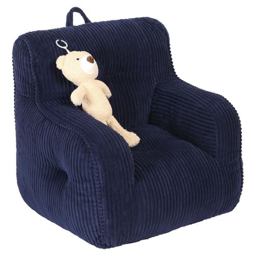 Silla Puff MOMCAYWEX para Niños con Oso de Peluche Azul Oscuro