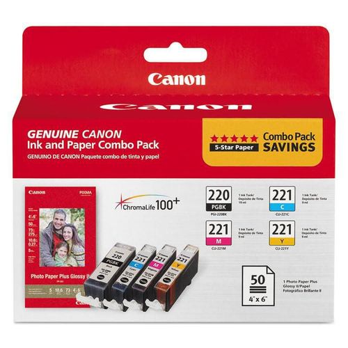 Paquete combinado de tinta y papel Canon PGI-220 CLI-221