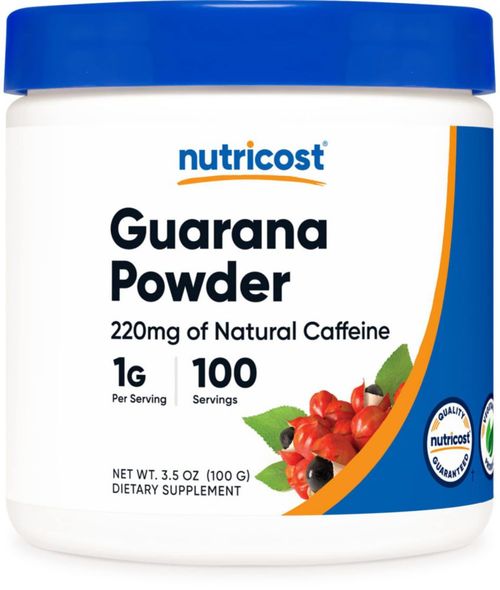 Suplemento Nutricost de extracto de guaraná en polvo 100 g con cafeína