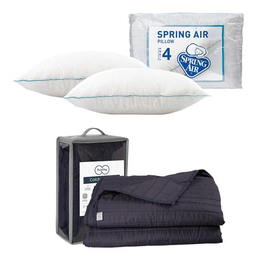 Colcha Acabado Ultrasónico King Size Trinity Azul + 2 Almohadas Osos TRY