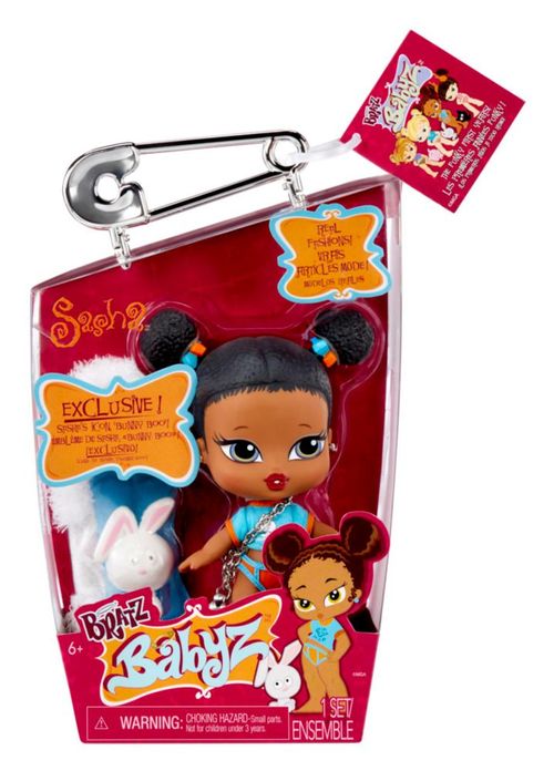 Muñeca de moda Bratz Babyz Sasha con ropa real y mascotas