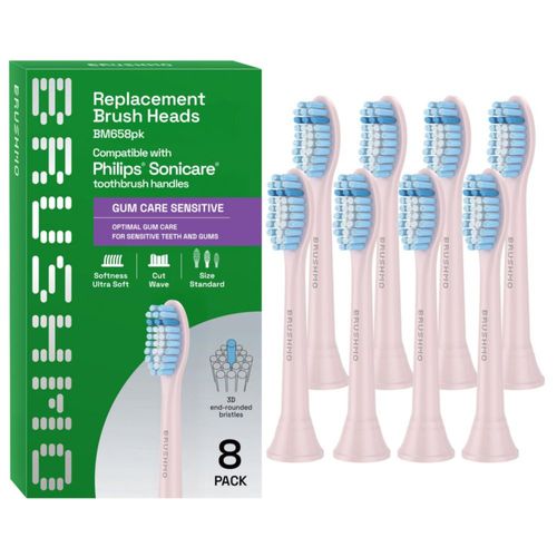 Cabezas de Cepillo Brushmo BM658 Paquete de 8 Suaves Rosadas