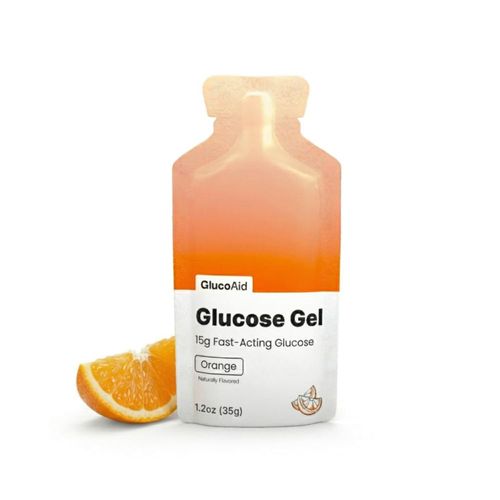 Gel de Glucosa GlucoAid 15g Sabor Naranja Paquete de 20