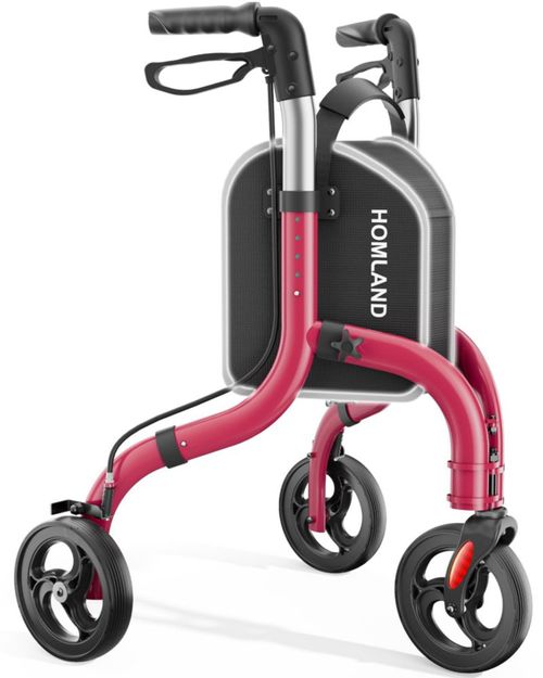 Andador HOMLAND Plegable de 3 Ruedas de Aluminio Ligero