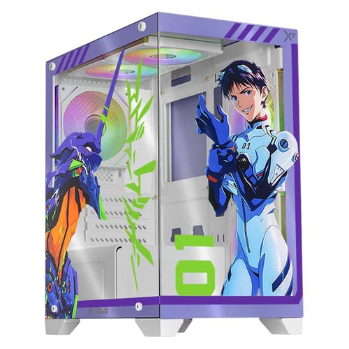 Gabinete xtreme pc eva 01 mini torre 5 fan argb hub lila