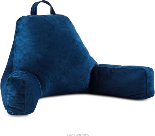 Linenspa - Almohada de Lectura con Memory Foam en Trozos - Cojín para Leer o Descansar - Soporte para Espalda Tamaño Extra Largo - Color Azul Marino