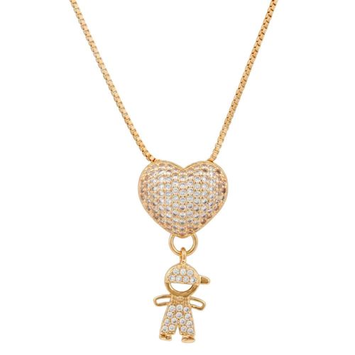 Collar Corazón Niño 45cm Chapa de Oro Horoz EH631