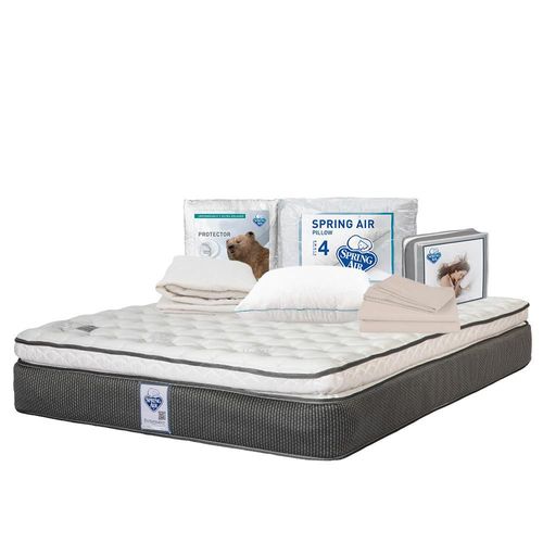 Colchón King Size Spring Air Phantom + Almohada Osos +Protector Ultra + Sabanas Basic