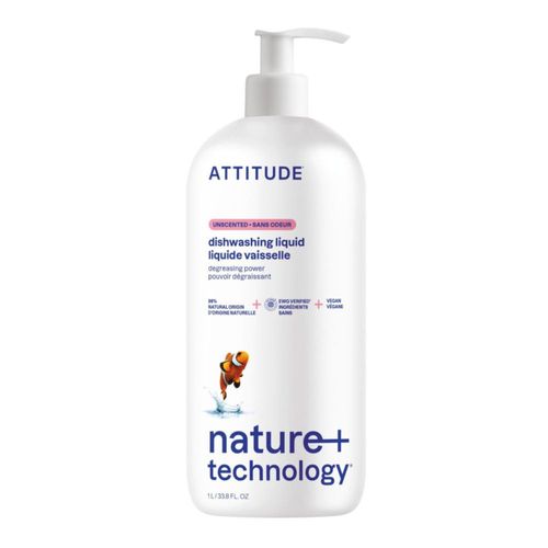 Lavavajillas ATTITUDE sin fragancia de origen vegetal 1 L vegano