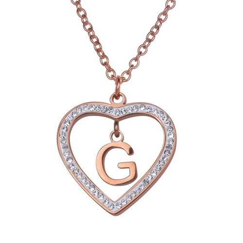 Collar luckyly acero inox inicial a - z baño oro rosa 18k adina rosa