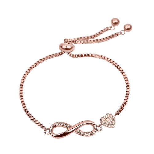 Pulsera luckyly baño oro rosa o baño de oro 18k y zirconia angie rosa