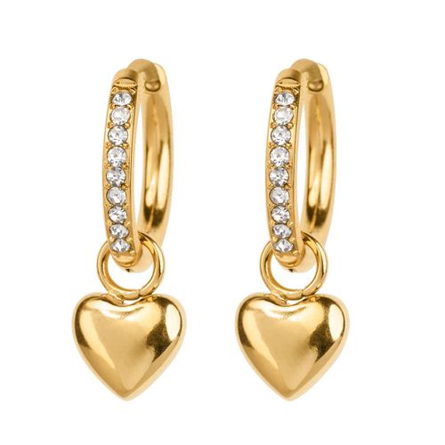 Aretes luckyly 2 en 1 acero inox baño oro y rosa 14k o plata y zirconia cúbica zaya dorado