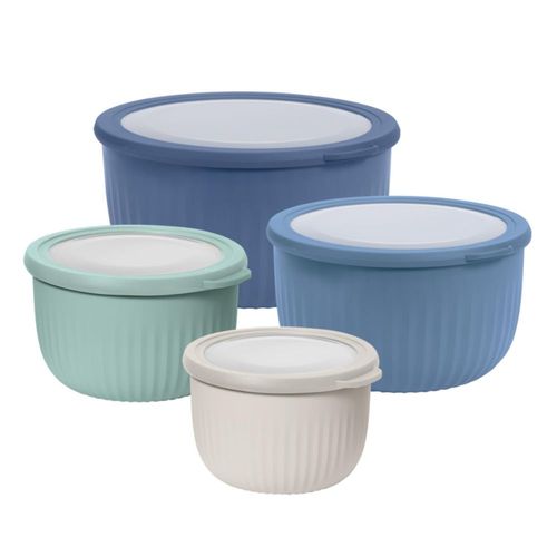Set de 4 Bowls de Plástico Oggi Multicolor con Tapas Herméticas