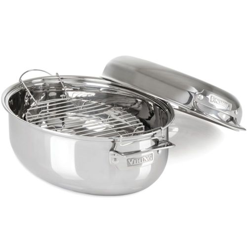 Fuente para Asar Ovalada Viking de Acero Inoxidable de 8.5 Cuartos