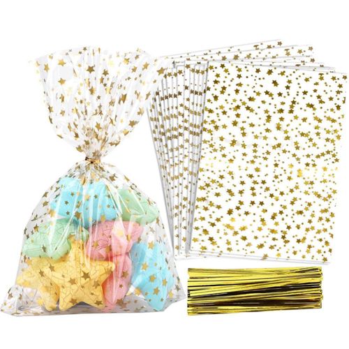 Bolsas para Envolver Regalos COQOFA 12.7x17.8 cm Estampado de Estrellas 100 unidades