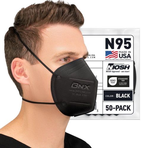 Máscara respiratoria AccuMed BNX N95 negra paquete de 50 unidades NIOSH USA