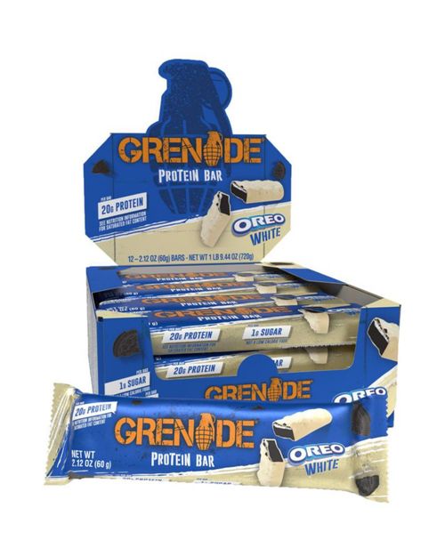 Barra de Proteína Grenade OREO Chocolate Blanco 60g Paquete de 12
