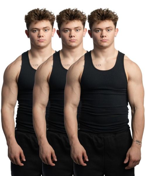 Camisetas sin Mangas Ekkovision Paquete de 3 Algodón y Spandex Negro 2XL